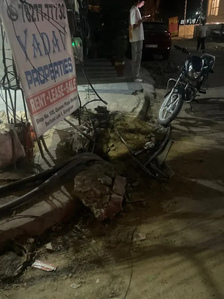 exposed wiring in Sushant Lok Phase I
