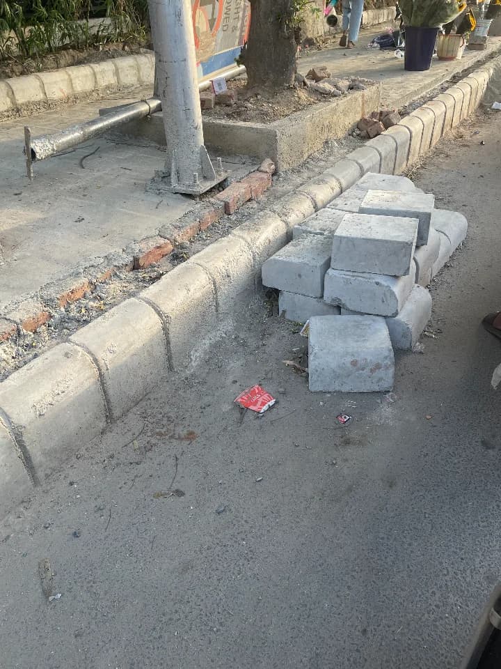 broken sidewalk in DLF Phase IV