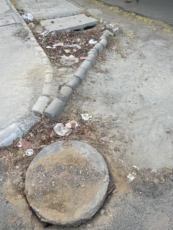 open manhole in Block B